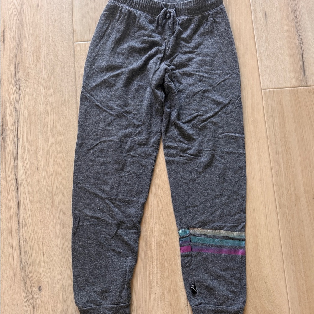 PixieLane Gray Jogger Sweatpants with Color Stripe Detail